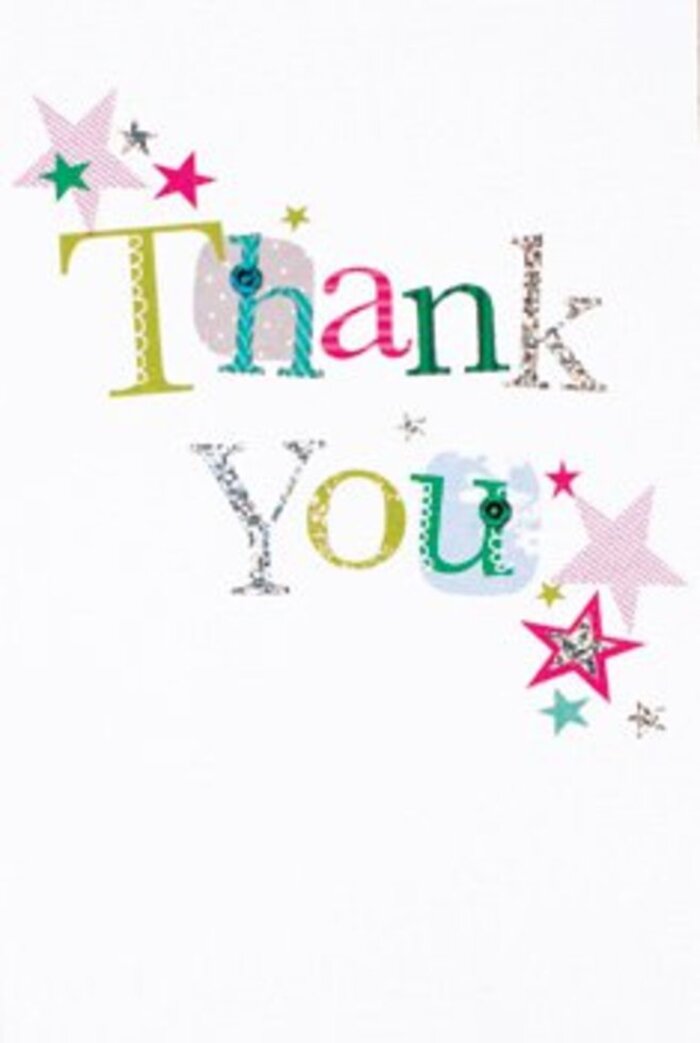 There's an understated vibrancy in this thank you card-a quiet exuberance that echoes the energy of market day in Hornchurch's town centre. The hand-lettered 'Thank You' unfurls across a spotless white setting, each letter alive with character: some gracefully curved, others sprightly with spots, and many enriched by glints of silvery sheen or playful stitch accents. Like notes in a friendly conversation, the colours-zesty lime, warm fuchsia, serene blue-intermingle, creating a mosaic reminiscent of springtime in Harrow Lodge Park. Scattered along the margins, radiant little stars in tones of pink, blue, and shimmering metallics cluster as if to endow the message with extra cheer. The composition feels modern, airy, and purposeful-its careful arrangement never overwhelming but striking in its sincerity. I can easily picture this card nestled next to a freshly arranged bouquet from Hornchurch Flowers, celebrating kindness with the effortless warmth that defines our community. Whether sent to express thanks after a neighbourhood event or simply to brighten a friend's week, this card brings the uplifting spirit of Hornchurch home.